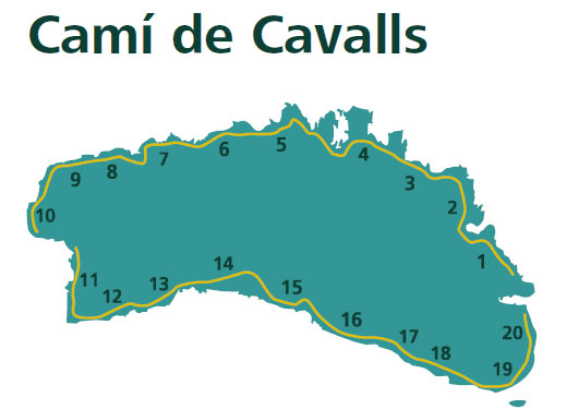 A map of Menorca showing Cami de Cavalls